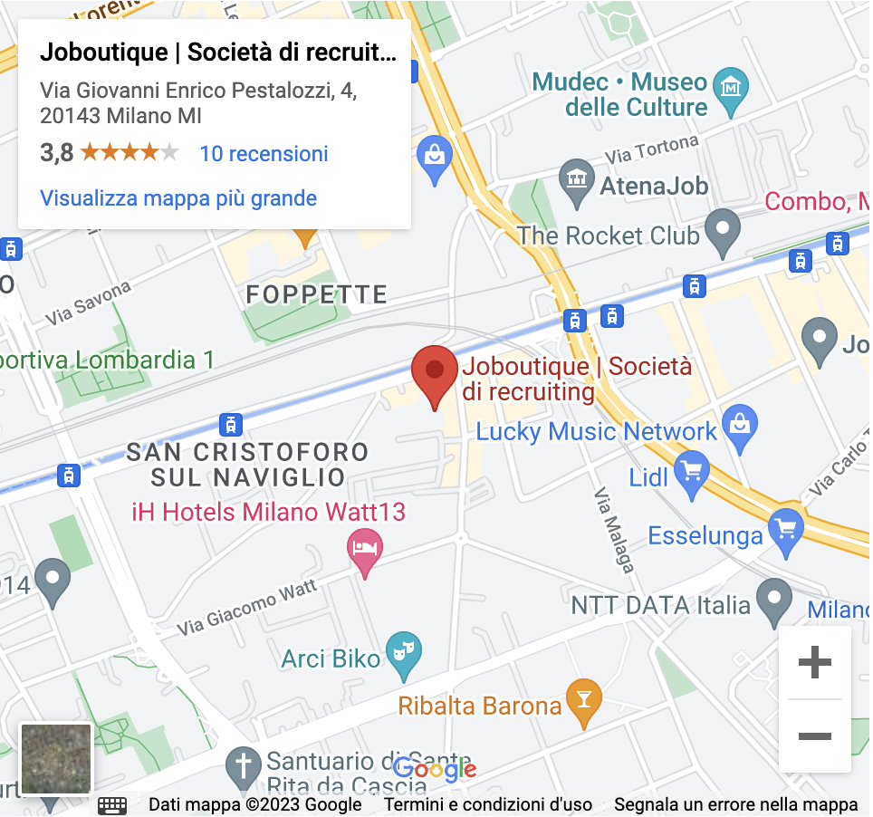 Mappa Joboutique - società di ricerca e selezione del personale a Milano